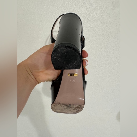 Gucci Black Patent Leather Claudie Platform Sandals Size 39.5 - Picture 4 of 7